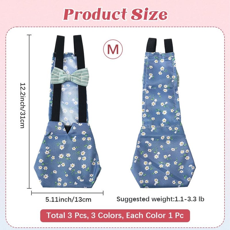 CREATCABIN 3Pcs 3 Styles Pet Chicken Diapers Duckling Diapers Polyester Washable Waterproof Adjustable Reusable Duck Clothes Accessories with Bow Tie for Indoor Chickens Birds Supplies 12.2 x 5 Inch - Image 2
